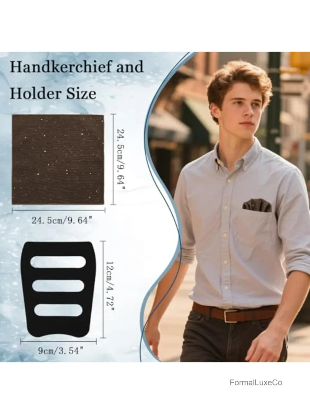 Men's Glitter Sequin Pocket Square Handkerchief with Holder Polyester